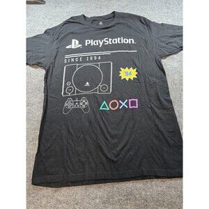 Sony PlayStation Retro Graphic T Shirt Mens L Black Since 1994 Console